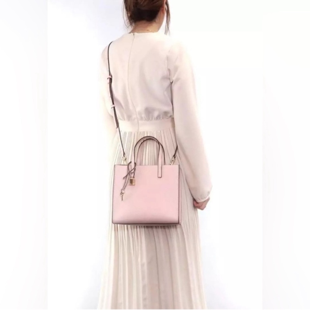 New! MARC JACOBS Mini Grind Leather Tote Crossbody Bag in Peach Whip Pink - Picture 5 of 12
